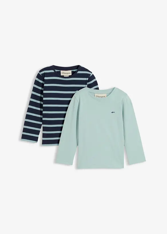 Langermet topp i ren &oslash;kologisk bomull (2-pack), bonprix