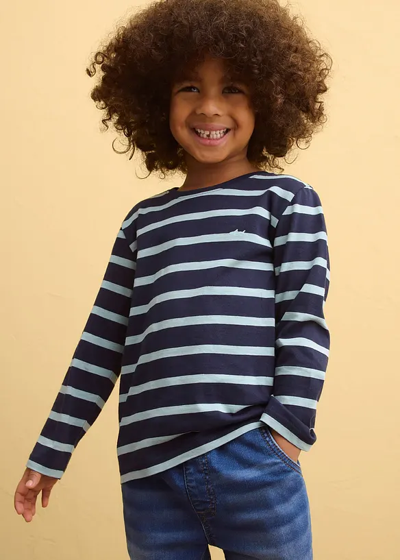 Langermet topp i ren &oslash;kologisk bomull (2-pack), bonprix