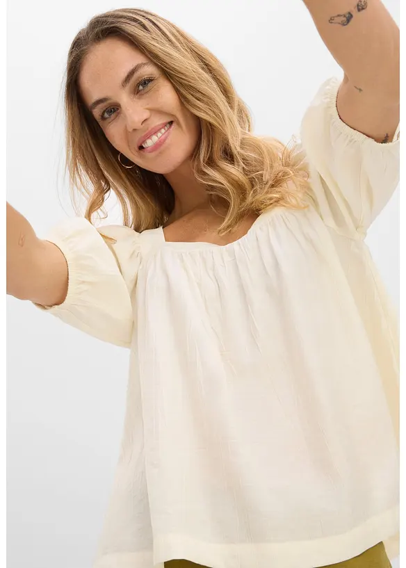 Crinkle bluse i strukturmateriale, bonprix