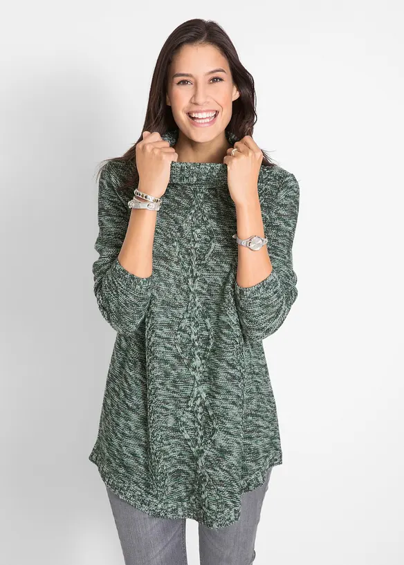 Lang poncho-genser, lange ermer, bonprix