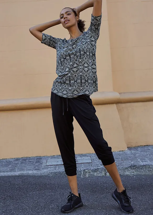 Loungewear haremsbukse med rynking i linningen, bonprix