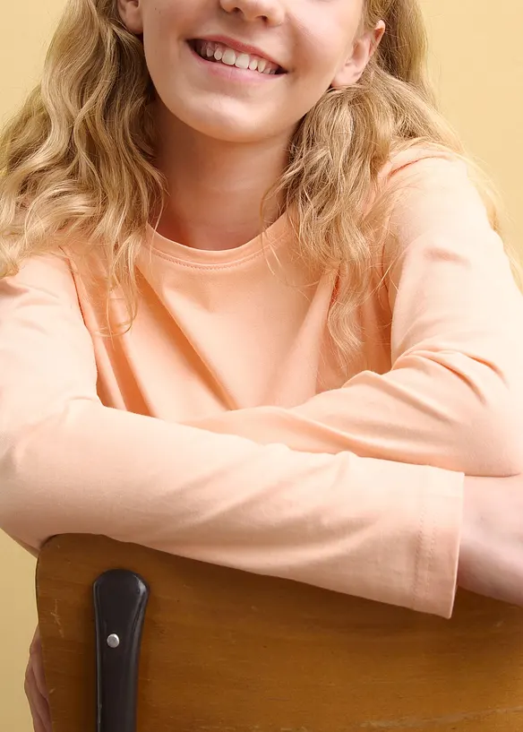 Langermet topp i 100% &oslash;kologisk bomull (3-pack), bonprix