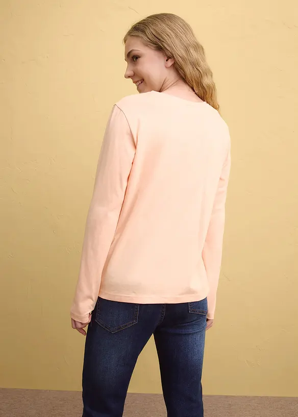 Langermet topp i 100% &oslash;kologisk bomull (3-pack), bonprix