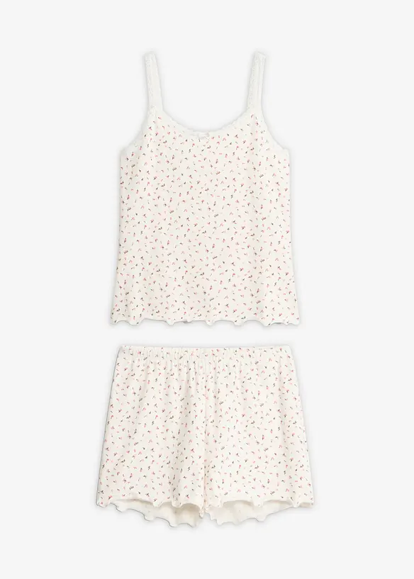 Kort pyjamas i ribbemateriale, bonprix