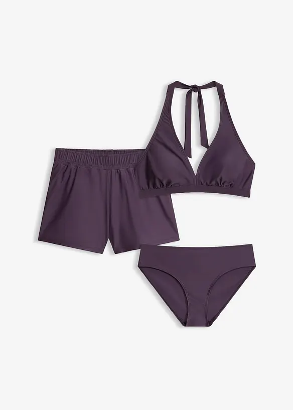Bikini og badeshorts (3-delt sett), bonprix