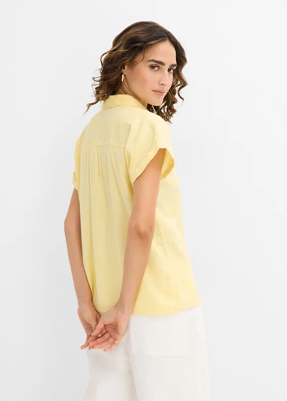 Bomullsbluse med hullbroderi, bonprix