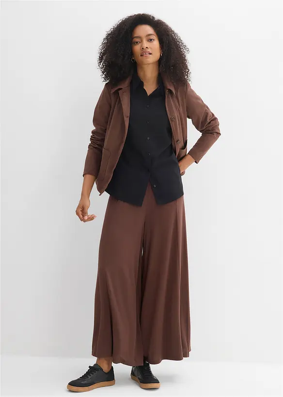 Innsvingt, kortermet bluse med stretch av bomullsmiks, bonprix