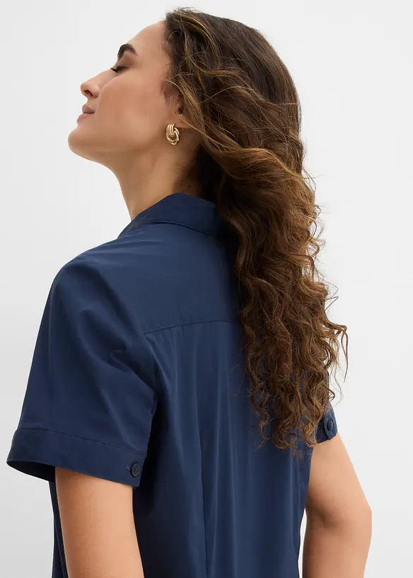 Innsvingt, kortermet bluse med stretch av bomullsmiks, bonprix