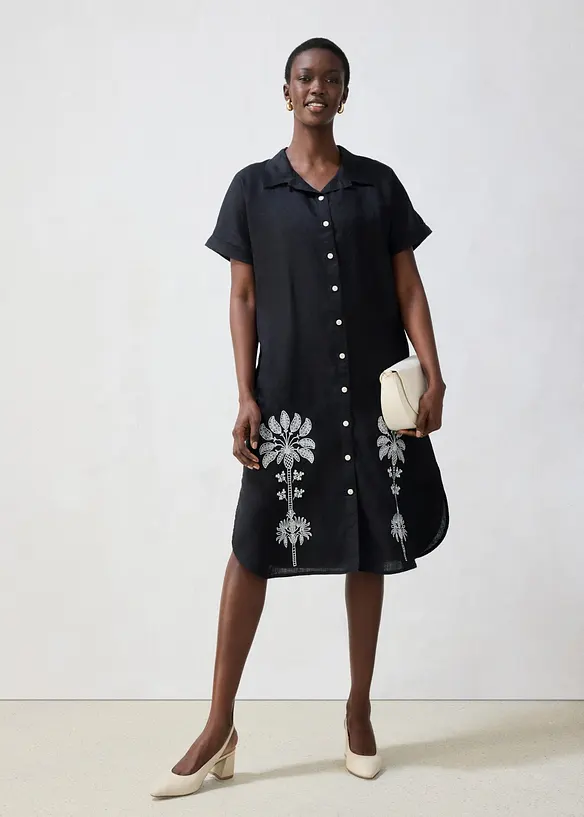 Kaftankjole i 100% lin med broderi, bonprix