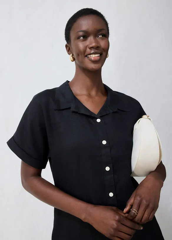 Kaftankjole i 100% lin med broderi, bonprix