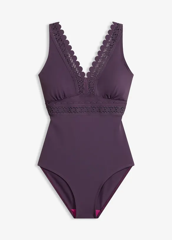 Badedrakt med Laser-Cut-innfellinger, bonprix