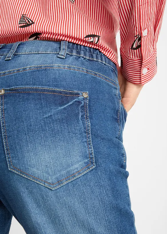 Jeans-bermuda med stretch og oppbrettet nederkant, bonprix