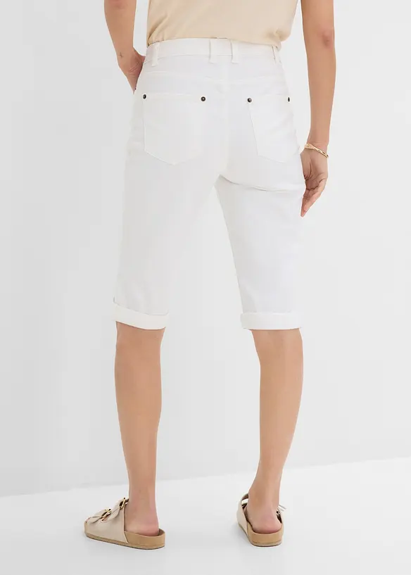 Jeans-bermuda med stretch og oppbrettet nederkant, bonprix