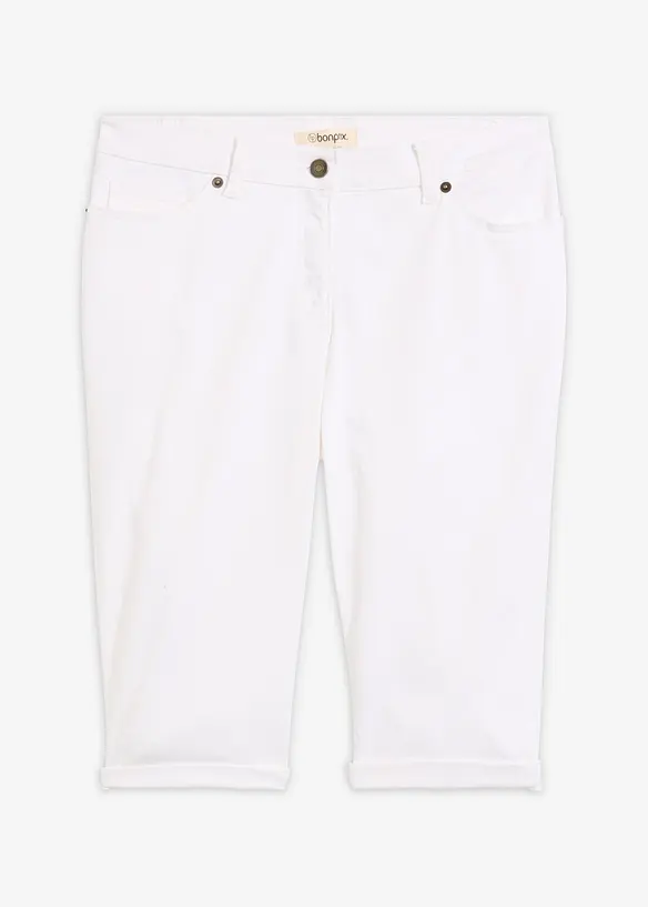 Jeans-bermuda med stretch og oppbrettet nederkant, bonprix