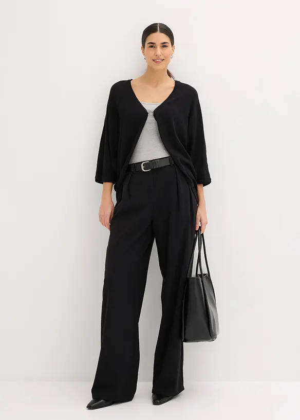 Finstrikket cardigan i 100% bomull, bonprix