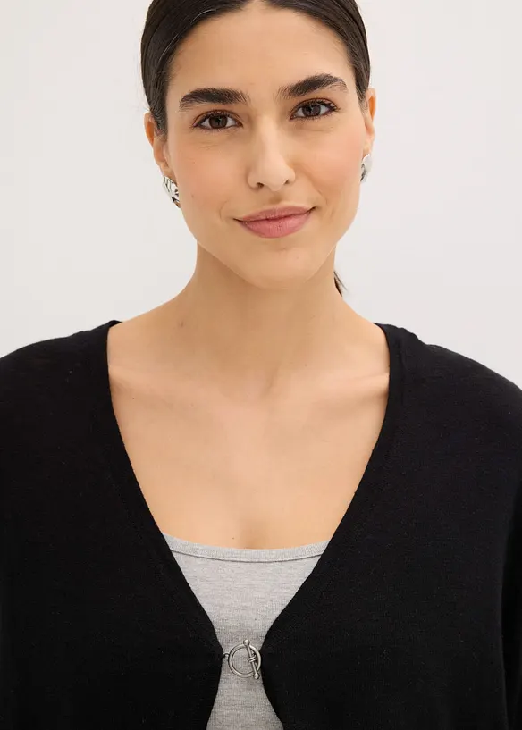 Finstrikket cardigan i 100% bomull, bonprix