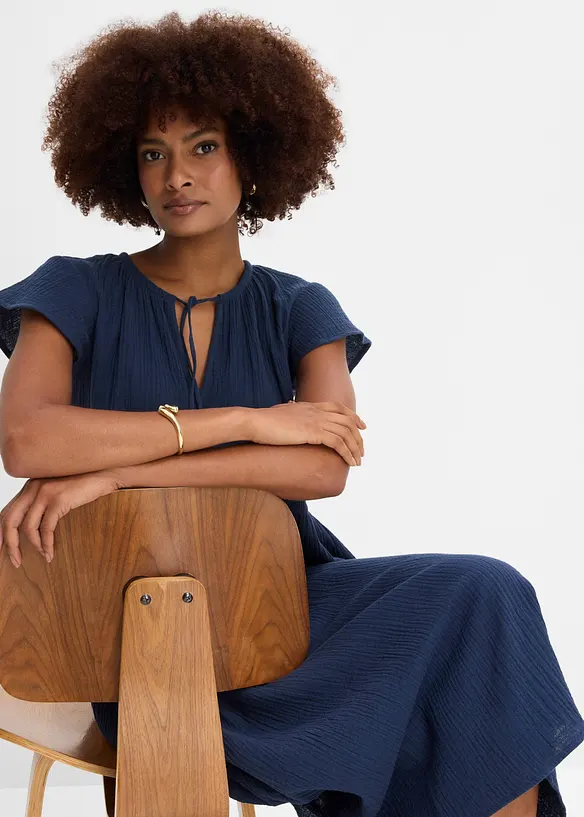 Kjole i myk musselin, bonprix