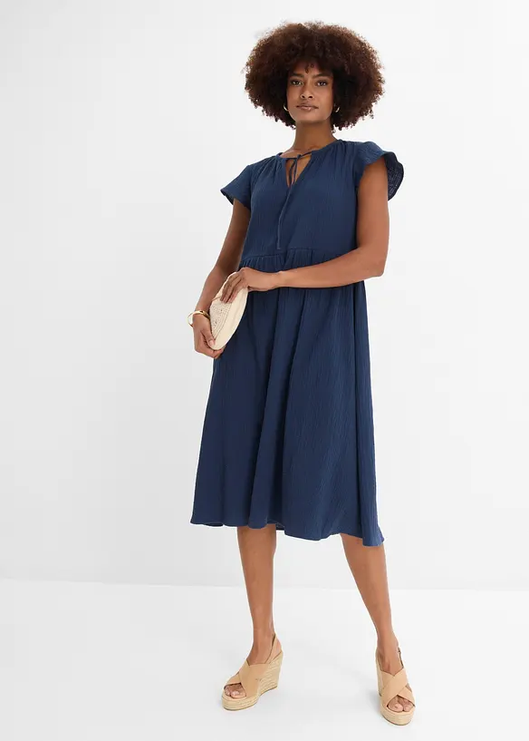 Kjole i myk musselin, bonprix