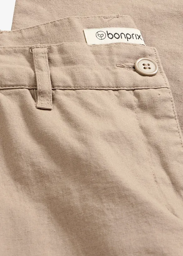 Bukse i vevd lin- og bomullsmiks, bonprix