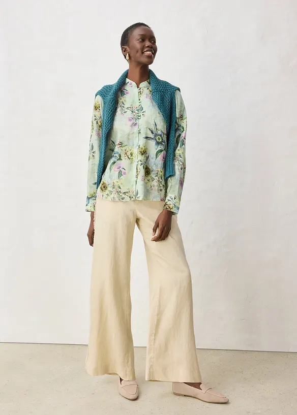 Volangbluse i kj&oslash;lende rami-materiale, bonprix