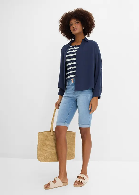 Bermudashorts i denim Mid Waist, bonprix