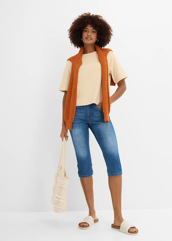 Slim Fit-caprijeans, Mid Waist, bonprix