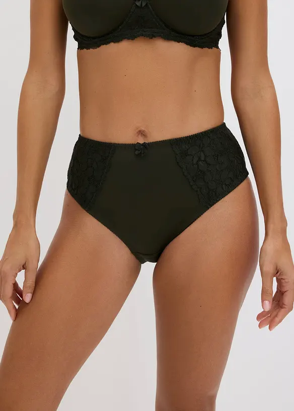 Truse med h&oslash;y midje og nydelige blonder (2-pack), bonprix