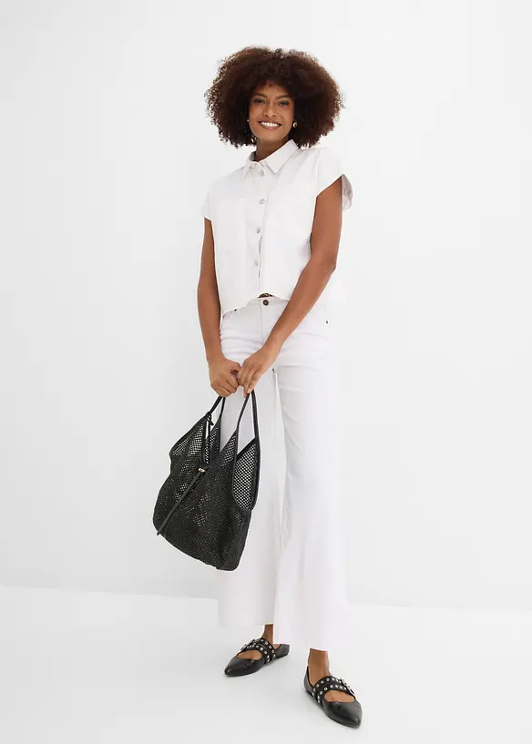Kort, boxy skjorte i denim, bonprix
