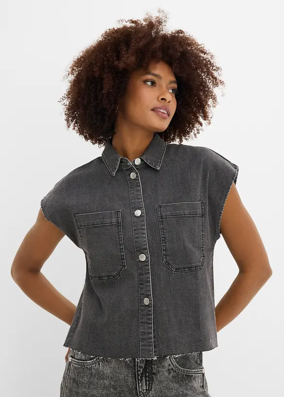 Kort, boxy skjorte i denim, bonprix