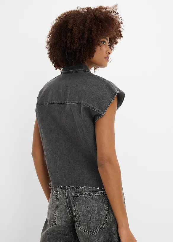 Kort, boxy skjorte i denim, bonprix