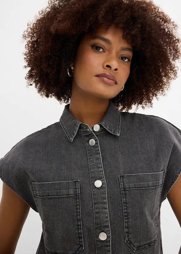 Kort, boxy skjorte i denim, bonprix