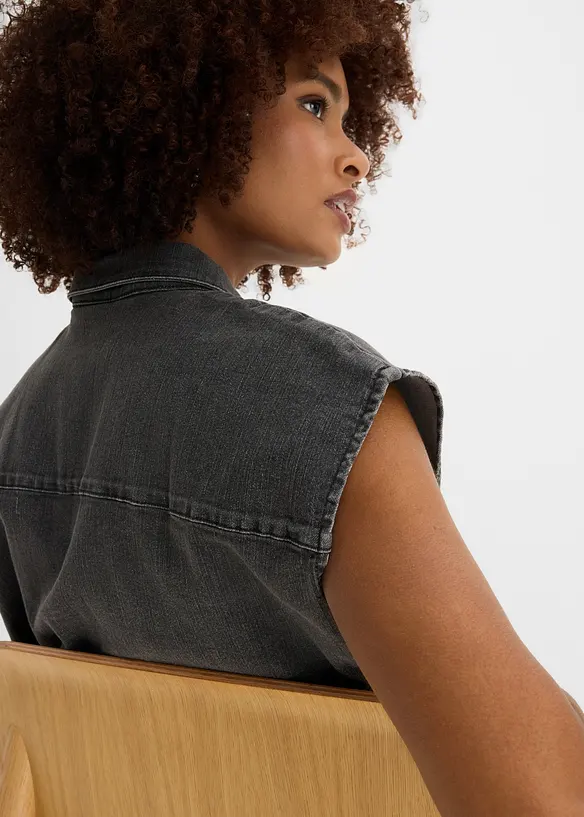 Kort, boxy skjorte i denim, bonprix