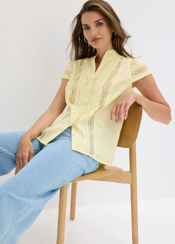 Ermel&oslash;s bluse i 100% bomull, bonprix