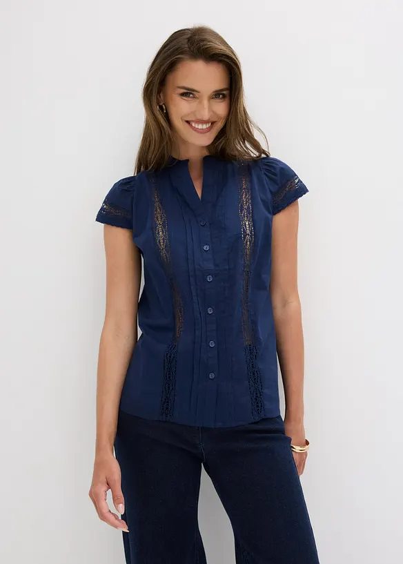 Ermel&oslash;s bluse i 100% bomull, bonprix