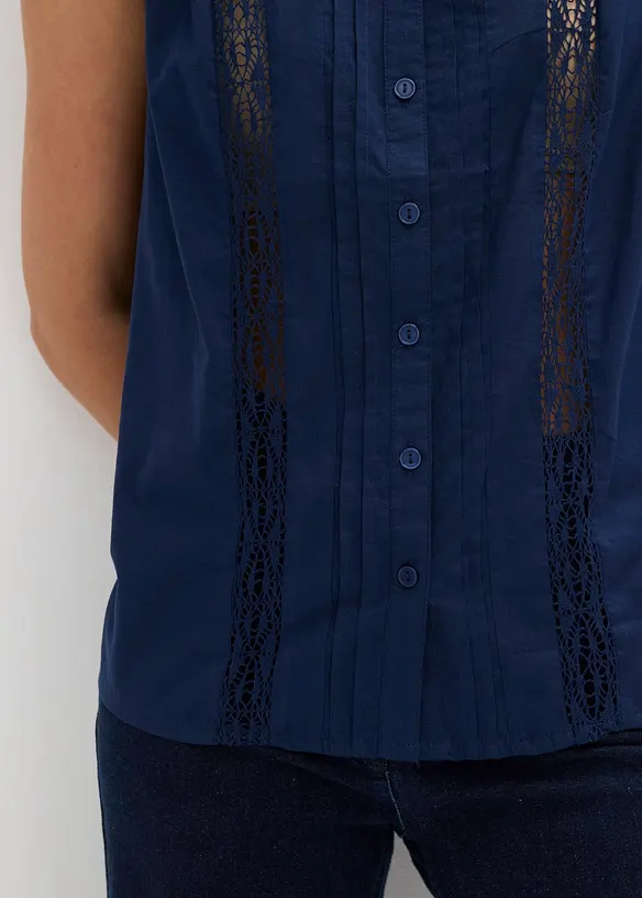 Ermel&oslash;s bluse i 100% bomull, bonprix