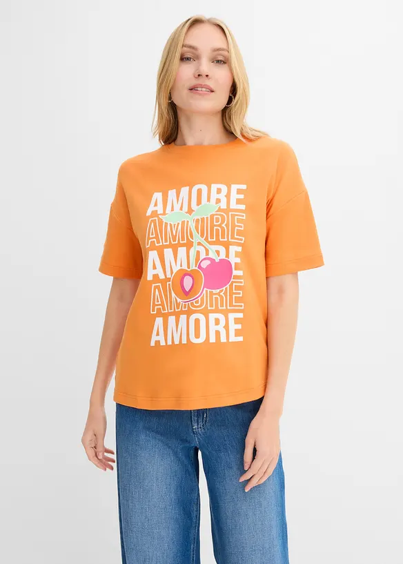 Oversized topp i 100% &oslash;kologisk bomull, bonprix
