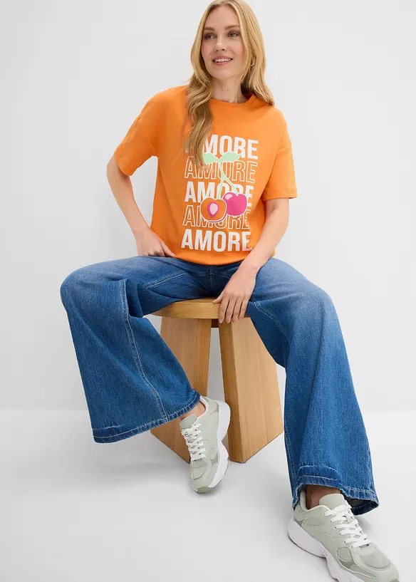 Oversized topp i 100% &oslash;kologisk bomull, bonprix