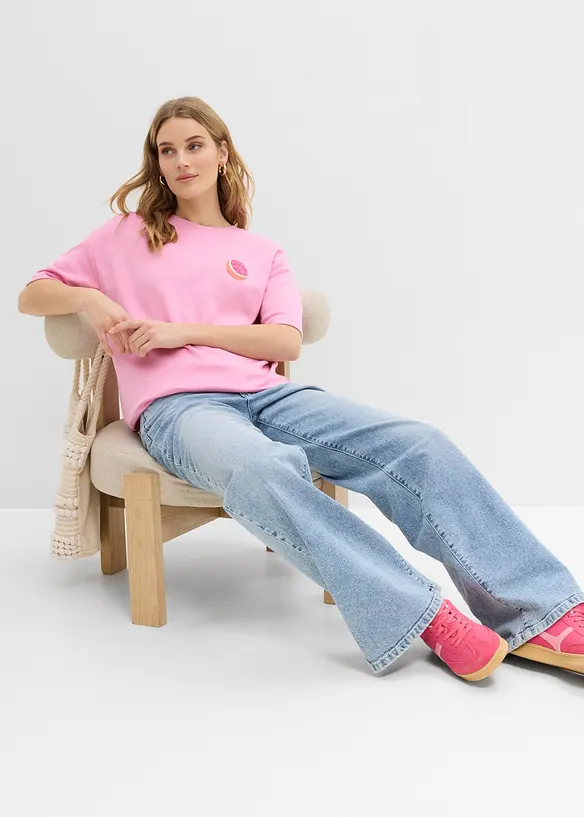Oversized topp i 100% &oslash;kologisk bomull, bonprix