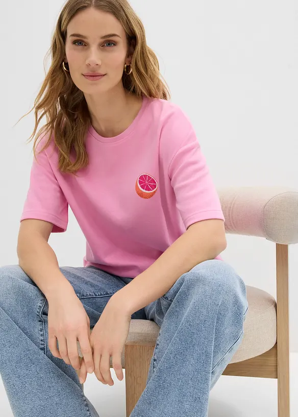 Oversized topp i 100% &oslash;kologisk bomull, bonprix