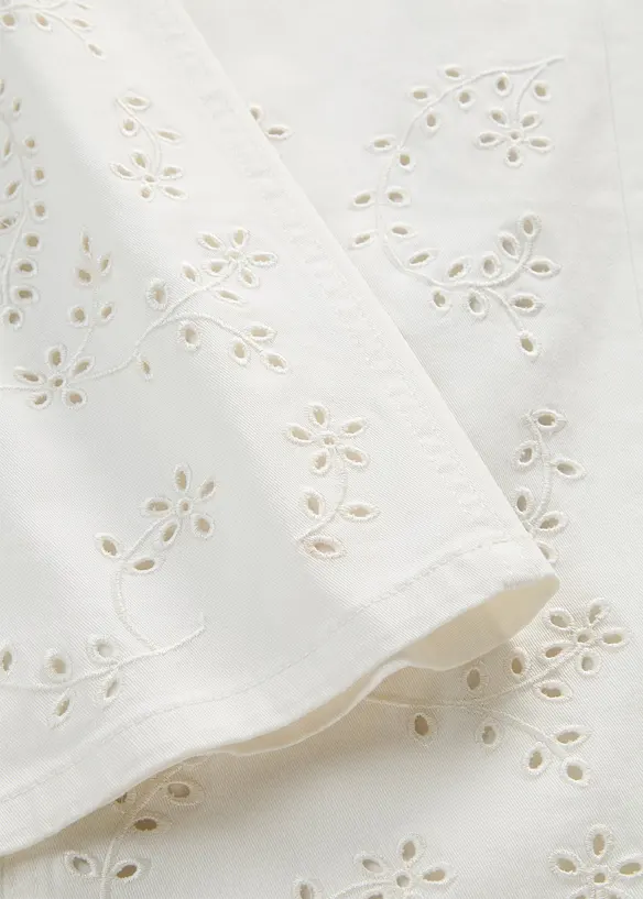 Twillbukse med broderi, bonprix