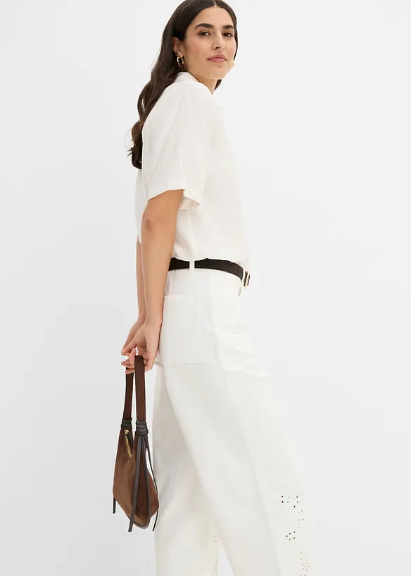 Twillbukse med broderi, bonprix