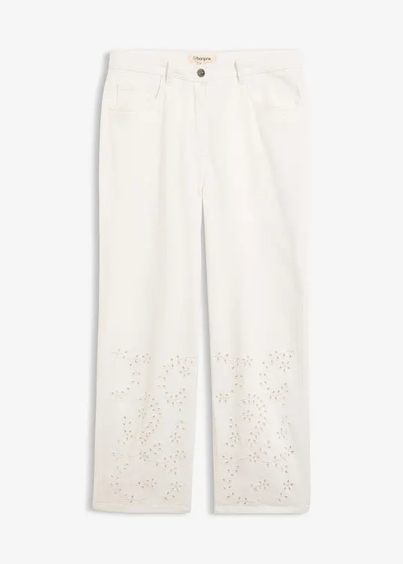 Twillbukse med broderi, bonprix