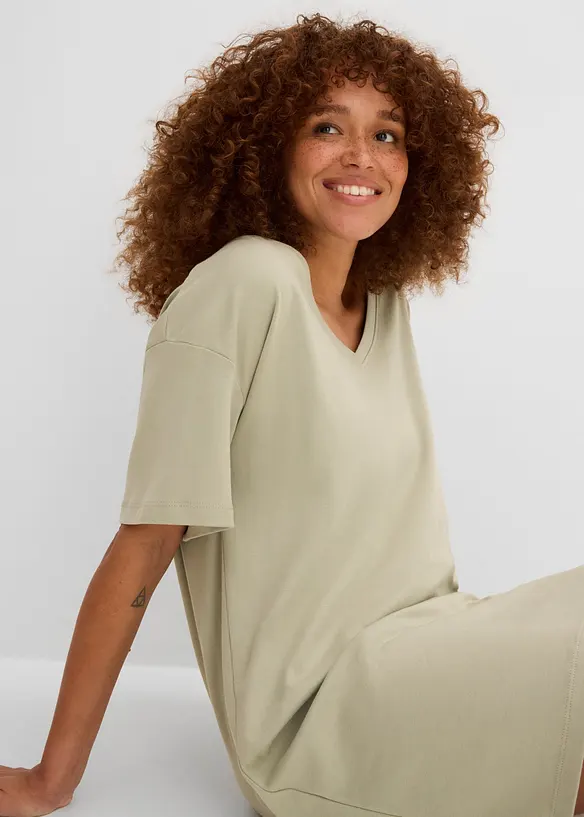 T-shirt kjole med V-utringning, oversized (2-pack), bonprix