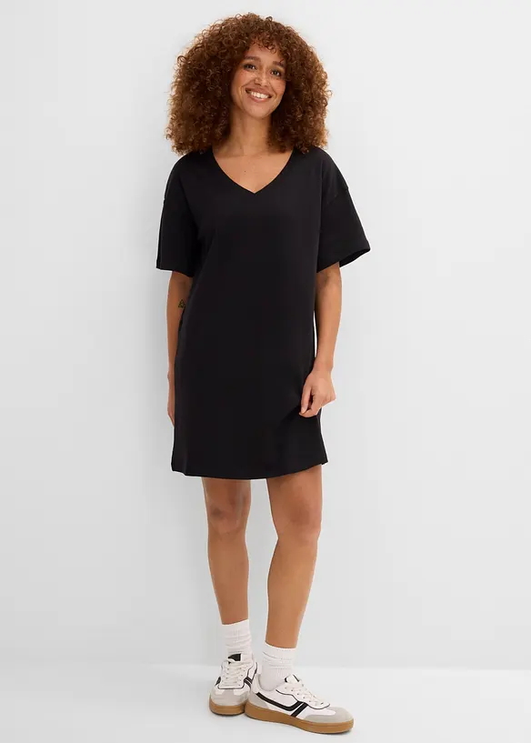 T-shirt kjole med V-utringning, oversized (2-pack), bonprix