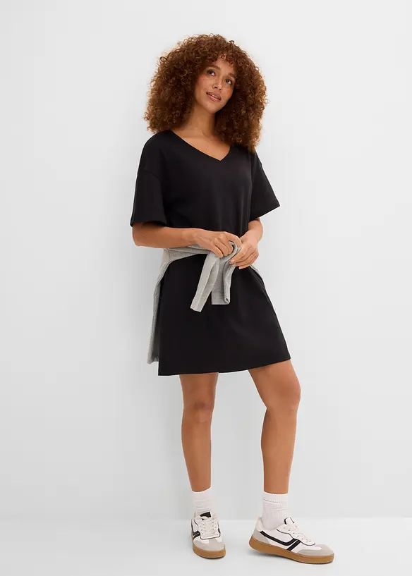 T-shirt kjole med V-utringning, oversized (2-pack), bonprix