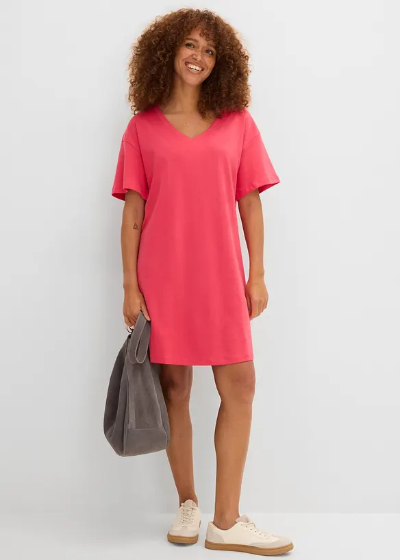 T-shirt kjole med V-utringning, oversized (2-pack), bonprix