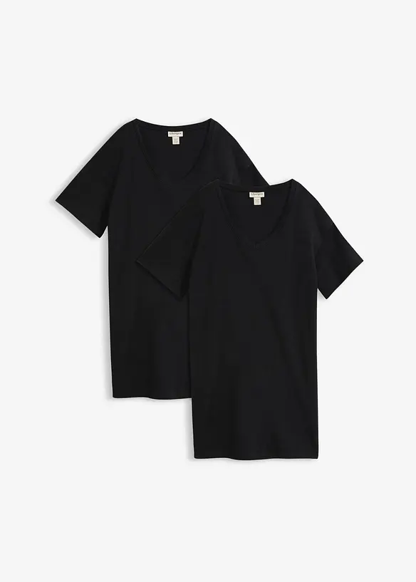 T-shirt kjole med V-utringning, oversized (2-pack), bonprix