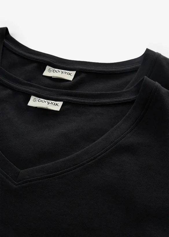 T-shirt kjole med V-utringning, oversized (2-pack), bonprix