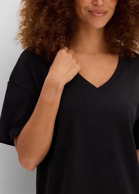 T-shirt kjole med V-utringning, oversized (2-pack), bonprix