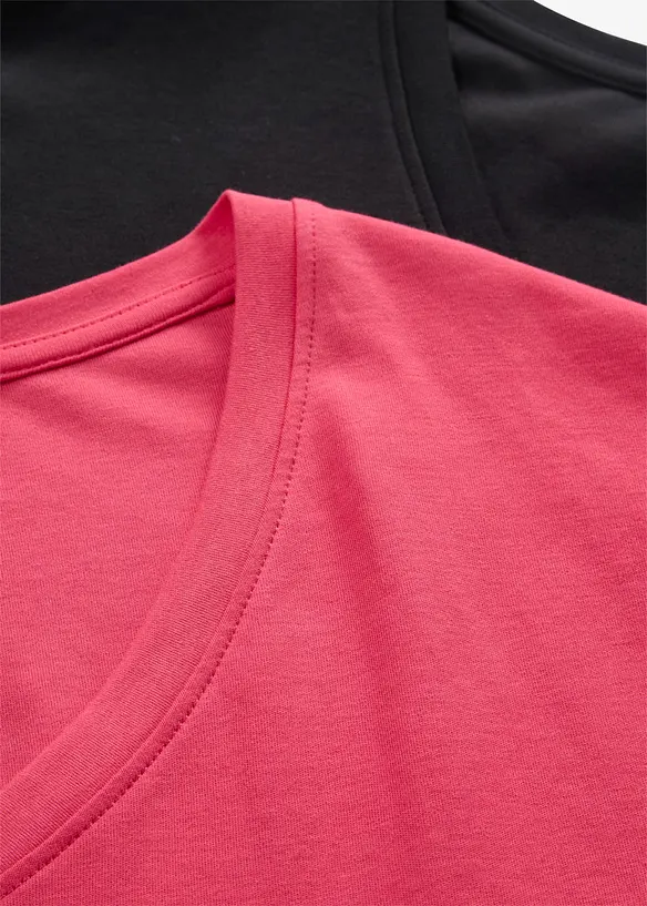T-shirt kjole med V-utringning, oversized (2-pack), bonprix